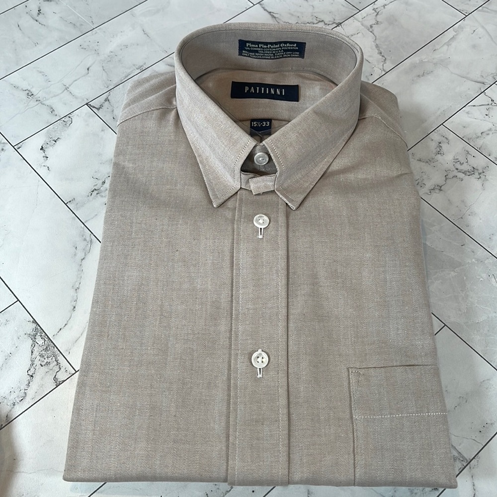 NWT Men's Pattinni Pima Pinpoint Long Sleeve Oxford Shirt 15.5 - 33 NEW WITH TAG